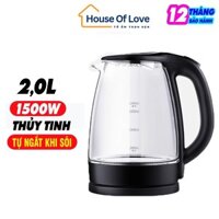 Ấm đun siêu tốc House of love, Bình đun nước thủy tinh siêu tốc 1.8L  Bảo Hành 1 Năm