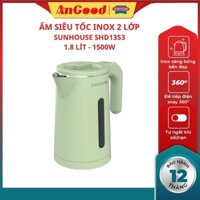 Ấm đun siêu tốc  SUNHOUSE SHD1353, ấm đun 2 lớp cách nhiệt an toàn dung tích 1.8 lít