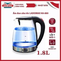 Ấm đun siêu tốc thủy tinh 1.8L LADOMAX HA-880 công suất 1500W chịu nhiệt [Bảo Hành 12 tháng]
