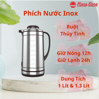 Ấm Đựng Nước Rạng Đông Dung Tích 1 Lít, Thiết Kế Tinh Tế, Vỏ Inox Kẻ Sọc, Có Nắp Nút Bấm Hiện Đại, An Toàn Cao Cấp