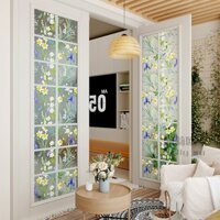 Ấm Hoa Họa Tiết Hoa Miếng Dán Kính Nhà Ban Công Nhà Bếp Phòng Ngủ Phòng Tắm Kính Cửa Sổ Miếng Dán pvc Chân Không Tự Dính Miếng Dán