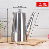 Ấm inox 304 dáng cao dung tích 2 lít cao cấp chuyên đựng trà, cà phê, nước gia vị, nước lẩu nhà hàng"