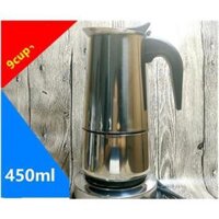 ẤM PHA CÀ PHÊ INOX 450ml LOẠI TỐT - BÌNH PHA CAFE KIỂU Ý MOKAPOT 9 CUP