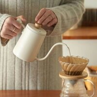 Ấm Pha Cafe Chất Liệu Inox 304 Tay Cầm Gỗ 600ml