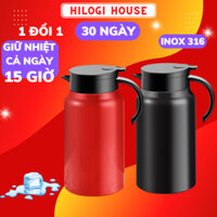 Ấm pha trà giữ nhiệt 1500ml tặng 4 ly thủy tinh Hilogi house, inox 316, lõi lọc inox, bình pha cafe, giữ nóng 10h, 20g