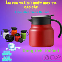 Ấm pha trà giữ nhiệt, bình giữ nhiệt inox 316 dung tích 1000ml đựng nước nóng hãm trà có lọc trà