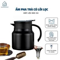 Ấm Pha Trà Giữ Nhiệt Inox 316 Dung Tích 800ml - 1000ml Hàng Cao Cấp, Phích Giữ Nhiệt Nước Nóng, Lạnh Có Lọc Tiện Dụng - HÀNG CHÍNH HÃNG MINIIN - 800ml