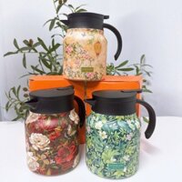 Ấm pha trà giữ nhiệt inox hoa văn, bình pha trà có lõi lọc tiện dụng
