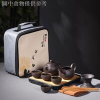 Ấm Pha Trà Gốm Sứ Du Lịch Bộ Bình Trà Tử Sa 12 Món Tặng Kèm Túi Khăn Lau Cao Cấp
