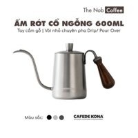 Ấm rót drip Cafede Kona 600ml tay cầm gỗ | Ấm chuyên pha cà phê Pour-over