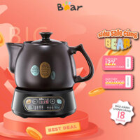 Ấm Sắc Thuốc 3.5L Bear JYH-B40Q1 (SB-AST35), 500W, Làm Gốm Sứ An Toàn Giữ Ấm Hẹn Giờ, BH 18 Tháng