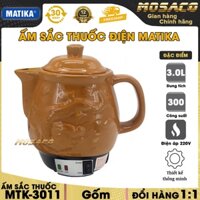 Ấm sắc thuốc MATIKA MTK-3011 dung tích 3L công suất 300W, gốm Bát Tràng nung trong 1300 độ giữ  nhiệt - MOSACO