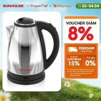 Ấm siêu tốc 1.5L SUNHOUSE Happy Time HTD1055 - Tự ngắt khi nước sôi, cạn nước - Tay cầm chống nóng, thân inox không gỉ