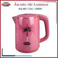 Ấm siêu tốc 2 lớp 2.5L Ladomax HA-887 Công suất 1500W, lòng inox 304 nguyên khối, đun nước sôi nhanh