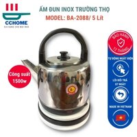 Ấm siêu tốc 5L 💥 𝗚𝗜𝗔́ 𝗦𝗔̣̂𝗣 𝗦𝗔̀𝗡 💥 Ấm đun Inox Trường Thọ BA-2088 Diamond CCHome TT002