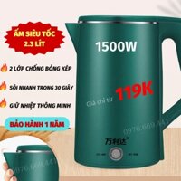 Ấm Siêu Tốc Ấm Đun Siêu Tốc Bình Đun Siêu Tôc 2 Lớp Giữ Nhiệt Thông Minh Đèn Rọi Ray ASAKI