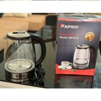 ẤM SIÊU TỐC, BÌNH ĐUN SIÊU TỐC THỦY TINH RAPIDO RK1818 1,8 LÍT, THÂN BÌNH LÀM BẰNG THỦY TINH TRONG SUỐT, TỰ NGẮT KHI SÔI