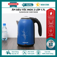 Ấm siêu tốc. Bình đun siêu tốc 1.7L SUNHOUSE SHD1382B, 2 lớp dày dặn chống bỏng, ruột inox đúc liền chống rò rỉ