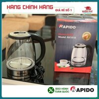 ẤM SIÊU TỐC, BÌNH ĐUN SIÊU TỐC THỦY TINH RAPIDO RK1818 1,8 LÍT, THÂN BÌNH LÀM BẰNG THỦY TINH TRONG SUỐT, TỰ NGẮT KHI SÔI