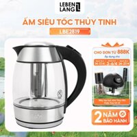 Ấm siêu tốc bình siêu tốc thủy tinh Lebenlang LBE2819, gồm lõi lọc trà bằng inox 1.8 lít, bảo hành 2 năm
