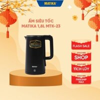 Ấm Siêu Tốc Dung Tích 2.3L MATIKA MTK-2023 bảo vệ chống quá nhiệt, tự động tắt khi nước sôi hoặc cạn nước.