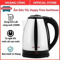 Ấm Siêu Tốc Happy Time SunHouse HTD1081 1,8l, Bình Đun Siêu Tốc Inox Cách Nhiệt, Công 1500W nấu nước tiết kiệm thời gian