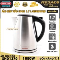 Ấm siêu tốc INOX 1.7 L SUNHOUSE SHD1370 1850 W đun sôi nhanh tiết kiệm điện. Bình đun siêu tốc tiện lợi, đẹp  - MOSACO