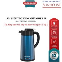 ẤM SIÊU TỐC INOX GIỮ NHIỆT 2L HAPPYTIME HTD1096, Công suất 1000 W, Thân ấm 2 lớp inox , duy trì nước nóng từ 75 độ C