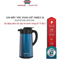 ẤM SIÊU TỐC INOX GIỮ NHIỆT 2L HAPPYTIME HTD1096, Công suất 1000 W, Thân ấm 2 lớp inox , duy trì nước nóng từ 75 độ C