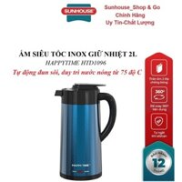 ẤM SIÊU TỐC INOX GIỮ NHIỆT 2L HAPPYTIME HTD1096, Công suất 1000 W, Thân ấm 2 lớp inox , duy trì nước nóng từ 75 độ C