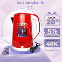 Ấm Siêu Tốc Inox Thái Lan 2 Lớp Cách Nhiệt 2.5L - Ấm Siêu Tốc Sôi Nhanh, An Toàn, Tiện Dụng