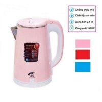 Ấm Siêu Tốc Inox Thái Lan 2 Lớp Cách Nhiệt 2.5L - Ấm Siêu Tốc Sôi Nhanh, An Toàn, Tiện Dụng