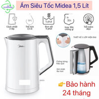 Ấm Siêu Tốc Midea Đun Nước Siêu Nhanh Cách Nhiệt 2 Lớp Dung Tích 1,5 lít ( Hàng Chính Hãng)