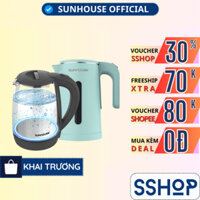 Ấm siêu tốc Sunhouse Inox mini 2 lớp 1.8L Chính hãng, nhiều mã bình đun nước thủy tinh tự ngắt an toàn - SSHOP MALL