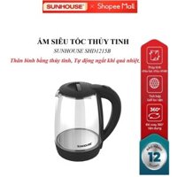 Ấm siêu tốc Sunhouse SHD1215B, Dung tích 1.8 lít, Công suất 1800W, Thân bình bằng thủy tinh trong suốt, Tự động ngắt