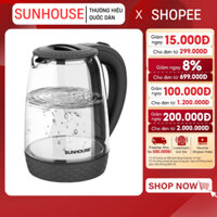 ẤM SIÊU TỐC THỦY TINH SUNHOUSE SHD1215B - Đèn LED báo hiệu thông minh, thủy tinh trong suốt