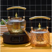 Ấm thủy tinh pha trà ánh vàng kim có lõi lọc thủy tinh 1200 ml