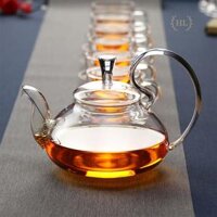 Ấm Thủy Tinh Quai Vồng 600ml  ẤM TRÀ HOA ĐUN TRỰC TIẾP TRÊN BẾP CỒN - BẾP NẾN - CHỊU NHIỆT QUAI THỦY TINH