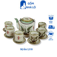 Ấm tích gốm sứ bát tràng 1,5L, ấm tích pha trà hãm chè,ấm chén pha trà, ấm tích men giả cổ dung tích 1,5 lít Gốm Nhà Lò