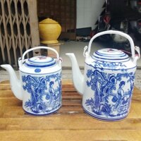 Ấm tích gốm sứ bát tràng, ấm tích pha trà hãm chè, ấm tích men kem dung tích 1,5 -2 lít