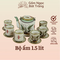 Ấm tích gốm sứ bát tràng, ấm tích pha trà hãm chè,ấm chén pha chè, ấm tích giả cổ dung tích 1,5 lít Gốm Ngọc