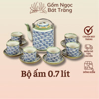 Ấm tích gốm sứ bát tràng, ấm tích pha trà hãm chè, ấm tích giả cổ dung tích 0,7 lít