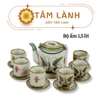 Ấm tích gốm sứ bát tràng, ấm tích pha trà hãm chè,ấm chén pha trà, ấm tích men giả cổ dung tích 1,5 lít Tâm Lành