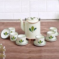 Ấm tích gốm sứ bát tràng, ấm tích pha trà hãm chè, ấm tích men kem dung tích 1 lít