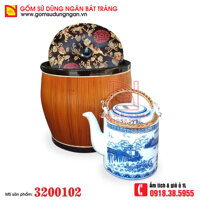 Ấm tích pha trà xanh 1 lít và bao ủ ấm tích Bát Tràng