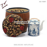Ấm tích và bao ấm ủ thêu hoa gấm - đường kính 21 cm - 116007