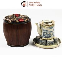 Ấm tích và bao ủ ấm tích men rạn Bát Tràng bọc đồng