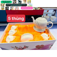 ấm trà korea- bình ấm trà kèm 6 cốc và đĩa kê kiểu hàn quốc mẫu mới