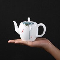 Ấm Trà Kung Fu [Giảm 20%] Ấm Trà Sứ Trắng Dehua Ấm Trà Vẽ Tay Bộ Gốm Gia Đình Kung Fu Trà Dehua Trắng Ngọc Trà Sứ Pu 'er Ấm Trà Đen