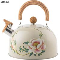 Ấm trà LINGELLF Whistling Kettle, Ấm trà tráng men hoa 3L Ấm đun nước, Ấm trà đa năng dung tích lớn Nồi cảm ứng khí